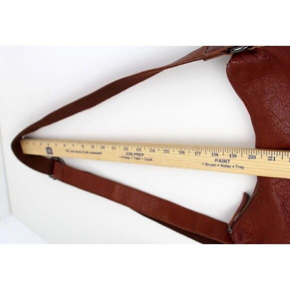 SPIKES & SPARROW BROWN GENUINE LEATHER SHOULDER BAG X-BODY ZIP TOP HANDBAG PURSE - Picture 9 of 11